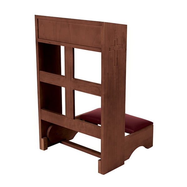 Christian Brands F4596 Engraved Cross Fld Kneeler - Walnut