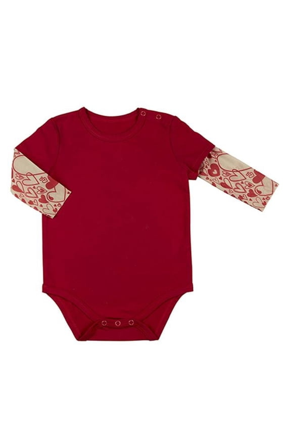 F4797 Snapshirt-Style Diaper Cover with Tattoo Sleeves & Love & Hearts Fits 6-12 Months - Red
