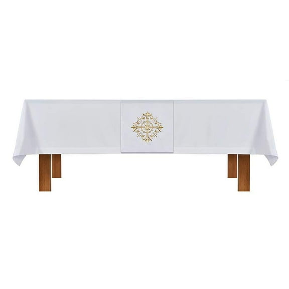 Christian Brands J0943WHT Altar Frontal and Holy Trinity Cross Overlay Cloth, Set of 2