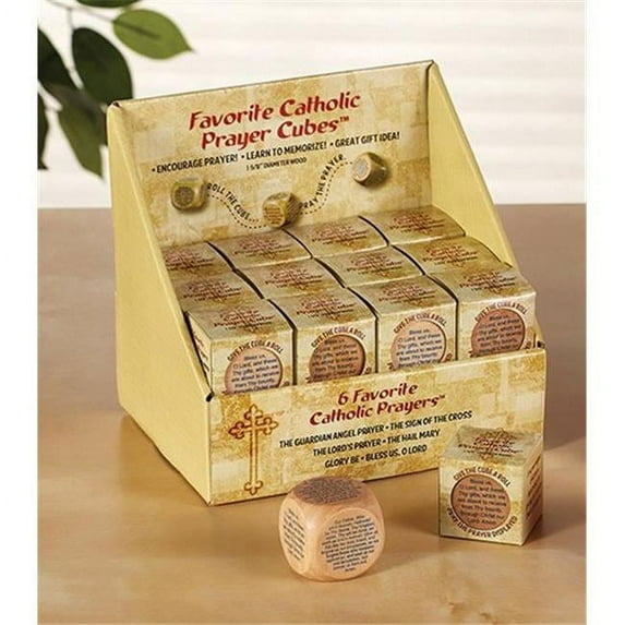 Christian Brands YC904 7 x 6.5 in. Favorite Catholic Prayers Prayer Cube Display, Wood