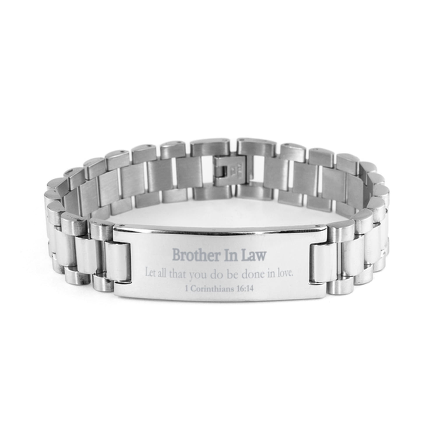Christian Brother In Law Gifts, Let all that you do be done in love, Bible Verse Scripture Ladder Stainless Steel Bracelet, Baptism Confirmation Gifts for Brother In Law