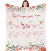 Christian Butterfly Blanket Gifts for Women Butterfly Religious Blankets Inspirational Bible Faith Gifts for Women Female Mom Soft Flannel Blanket for Home Sofa Couch Bed 60 x 50 Inches