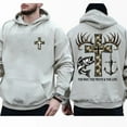 thumbnail image 1 of Christian Camo Cross double sides Hoodie for Men Women – Deer Antler Fish Anchor Graphic Pullover, Faith Hunting Gift, 1 of 7