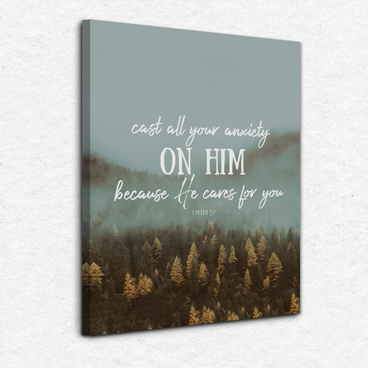 Christian Canvas Wall Art,1 Peter 5:7, Christian Wall Decor,Bible ...