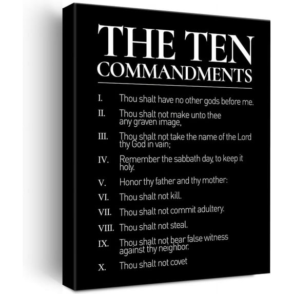 Christian Canvas Wall Art 10 Commandments Canvas Print Positive Scripture Canvas Painting Home Bedroom Wall Decor Framed Gift 12 x 15 Inches