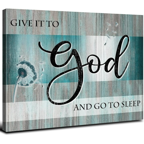 Christian Canvas Wall Art Bible Verses Wall Decor Teal Bedroom Picture Rustic Dandelion Canvas Prints Religious Painting Poster Inspirational Signs Artwork for Living Room Bathroom Home Decoration
