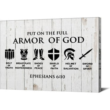 Christian Canvas Wall Art Framed Put on the Full Armor of God Bible Poster Print Canvas Painting Picture Sign Home Decoration No Frame