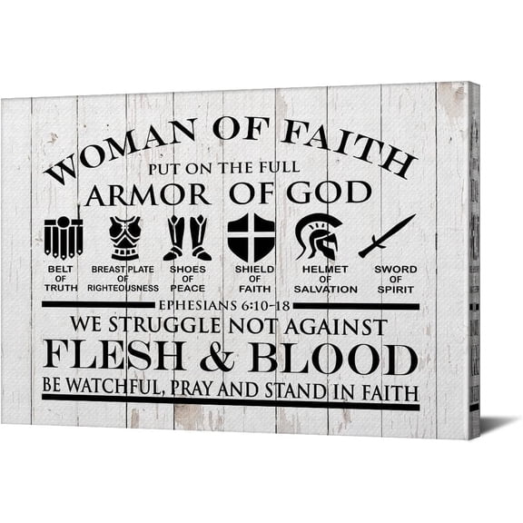Christian Canvas Wall Art Framed the Full Armor of God Ephesians 6:10-18 Bible Poster Print Canvas Painting Picture Sign Home Decoration 12x15\u2026