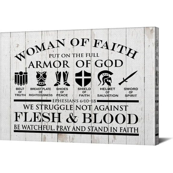 Christian Canvas Wall Art Framed the Full Armor of God Ephesians 6:10-18 Bible Poster Print Canvas Painting Picture Sign Home Decoration 12x15…
