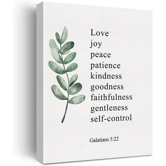 Christian Canvas Wall Art Galatians 5:22 Fruit of the Spirit Canvas Print Positive Scripture Canvas Painting Home Wall Decor Framed Gift 12x15 Inch
