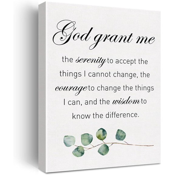 Christian Canvas Wall Art God Grant Me the Serenity Canvas Print Positive Serenity Prayer Scripture Canvas Painting Religious Home Wall Decor Framed Gift 12x15 Inch