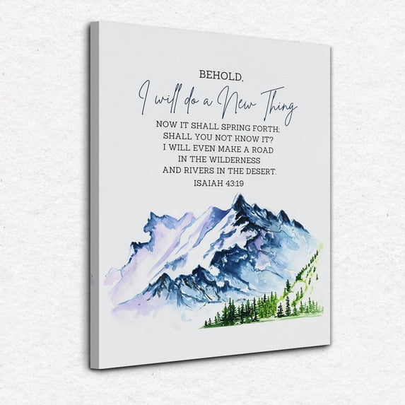 Christian Canvas Wall Art, Isaiah 43:19 - Framed Mountain Scripture Art, 11x14 Inch