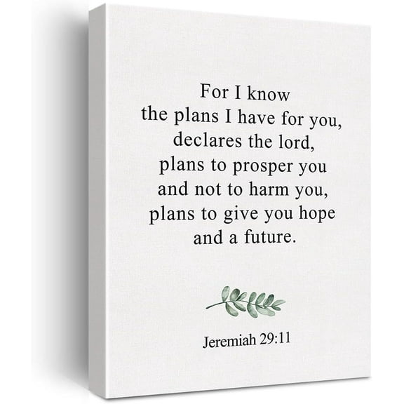 Christian Canvas Wall Art Jeremiah 29:11 for I Know the Plans I Have for You Canvas Print Positive Scripture Canvas Painting Home Wall Decor Framed Gift 12x15 Inch