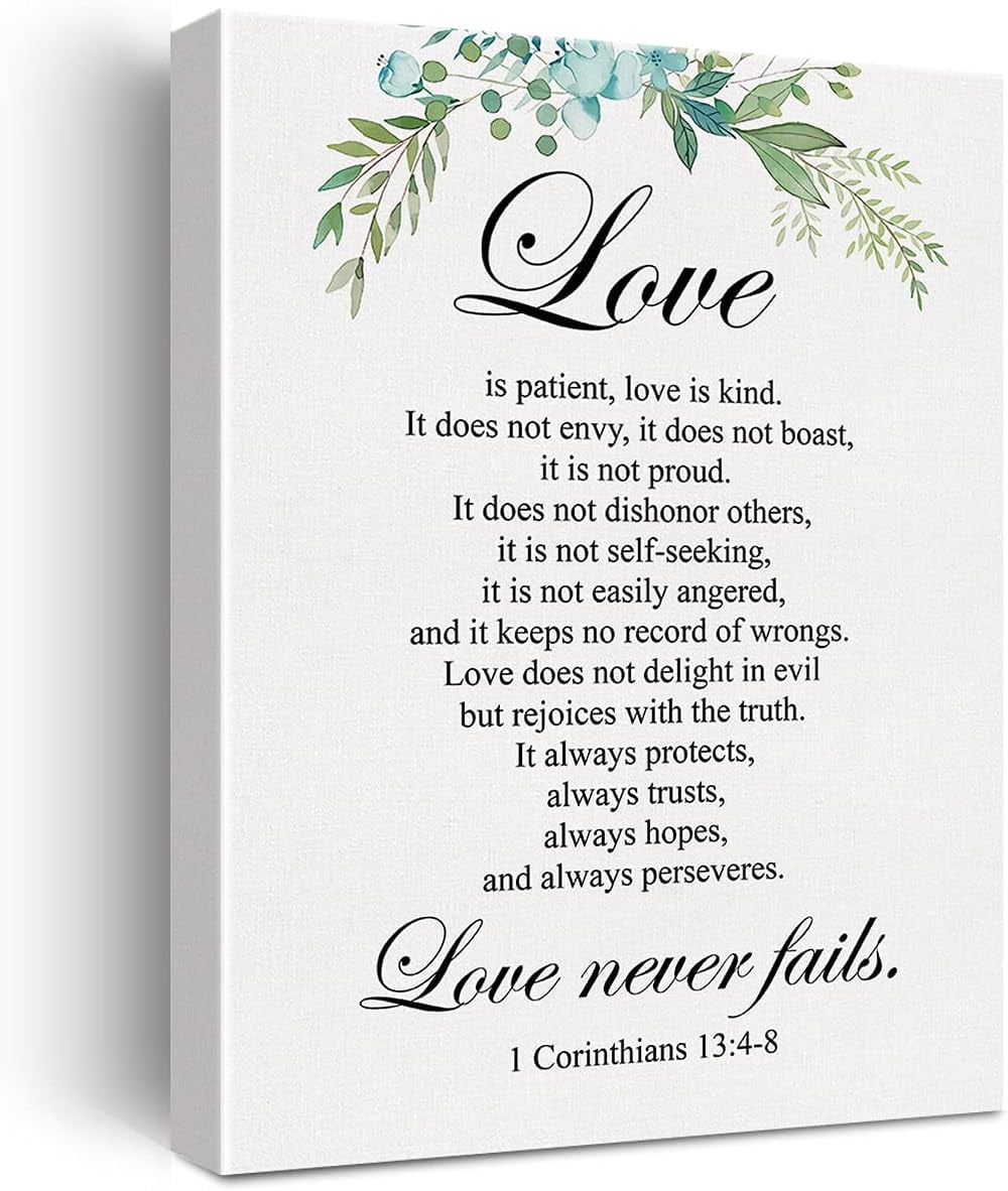 Christian Canvas Wall Art Love is Patient Love is Kind 1 Corinthians 13 ...