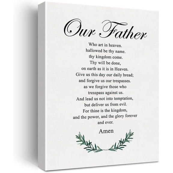 Christian Canvas Wall Art Our Father Prayer Canvas Print Positive Scripture Canvas Painting Religious Home Wall Decor Framed Gift 12x15 Inch