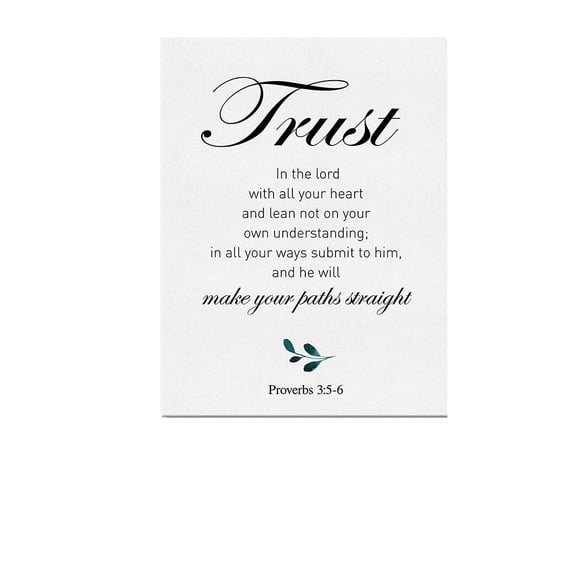 Christian Canvas Wall Art Proverbs 3:5-6 Trust in the Lord with all Your Heart Canvas Print Positive Scripture Canvas Painting Home Wall Decor Gift