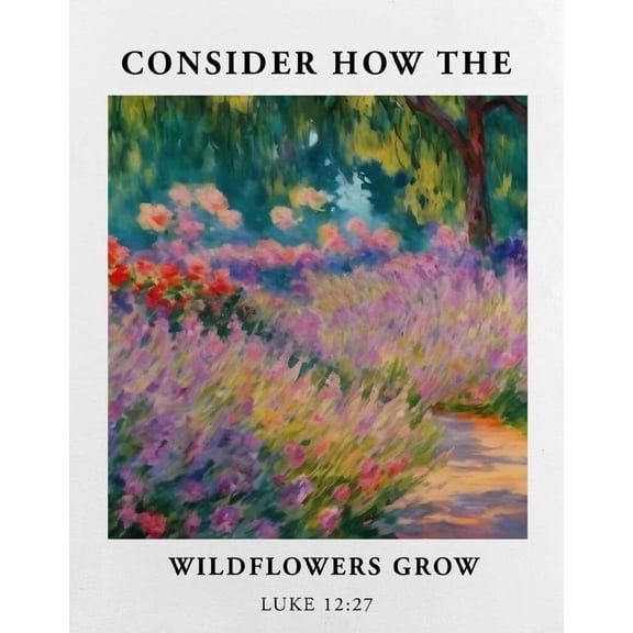 Christian Canvas Wall Art Religious Bible Verse Decor Luke 12:27 Consider How the Wildflowers Grow Poster Vintage Floral  Artwork for Home Decor poster