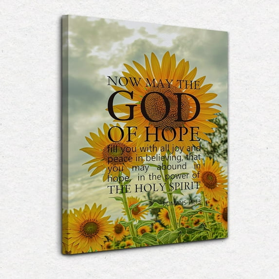 Christian Canvas Wall Art,Romans 15:13 Christian Wall Decor,Bible Verses Wall Decor,Christian Posters,Scripture Wall Decor,Sunflower Wall Art Decor,Christian Decor,Framed 11x14 Inch