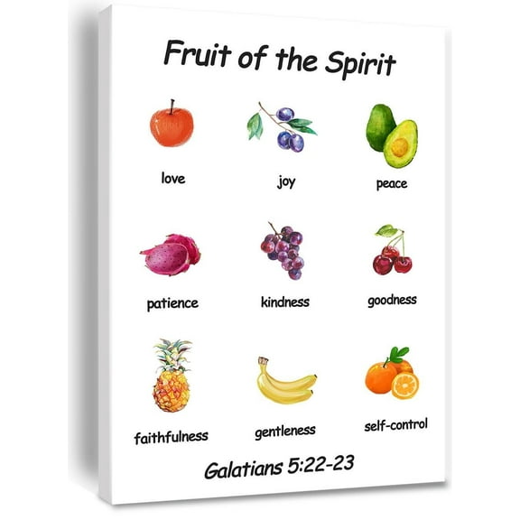Christian Canvas poster Wall Art Galatians 5:22 Fruit of the Spirit Print Positive Scripture Canvas Bible Verse Painting Home Wall Decor Gift