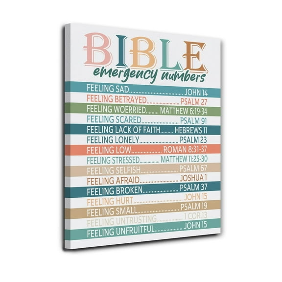 Christian Canvas poster Wall Decor, Bible Emergency Numbers Wall Art Poster Hanger Bible Verses Wall Decor, Christian Church Home Decor,