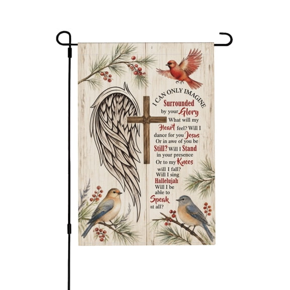 Christian Cardinal Religious Garden Flag With Cross And Bible Verse For Yard Decor 12x18 in