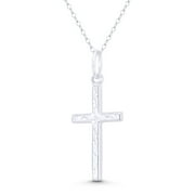 ALFRED & VINCENT Christian Catholic Cross Wave & Circle Detail Crucifix 36x15mm (1.4x0.6in) Pendant & Chain Necklace in .925 Sterling Silver
