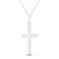 thumbnail image 1 of Christian Catholic Cross Wave & Circle Detail Crucifix 36x15mm (1.4x0.6in) Pendant in .925 Sterling Silver, 1 of 1
