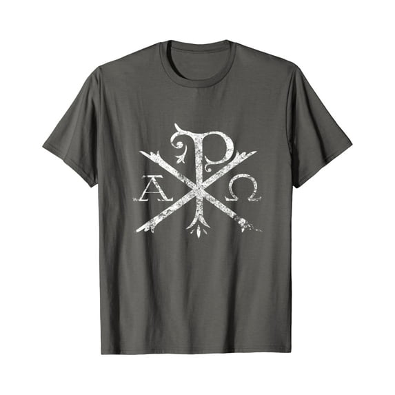 Christian Chi Rho TShirt Tee Shirt Distressed Worn