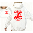 thumbnail image 1 of Women's Vibrant Red Graphic Child Of God Breathable Hoodie Comfortable Hooded long-sleeved White S-2XL, 1 of 6