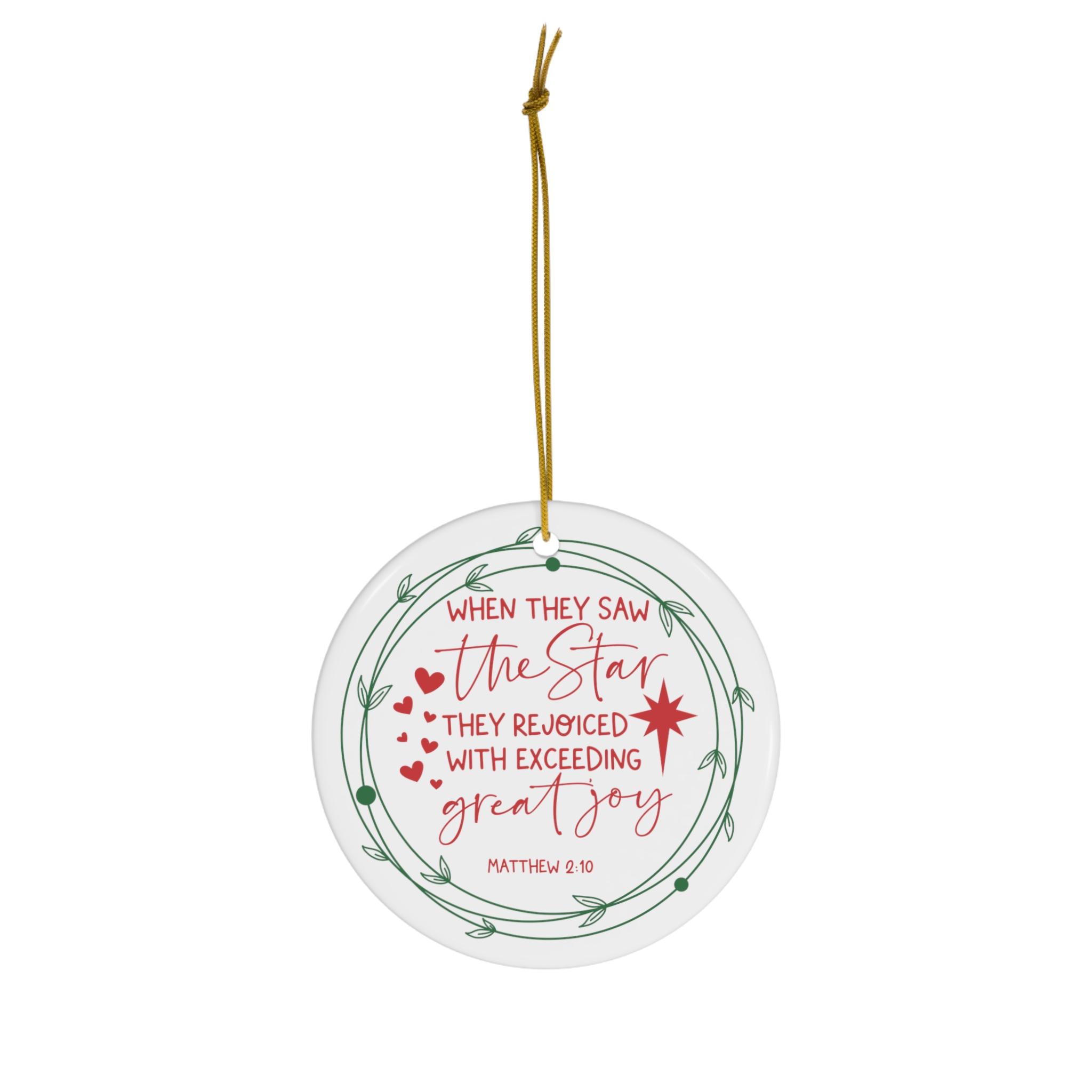 Christian Christmas Bible Verse Ornament, Matthew Scripture, 2.7in