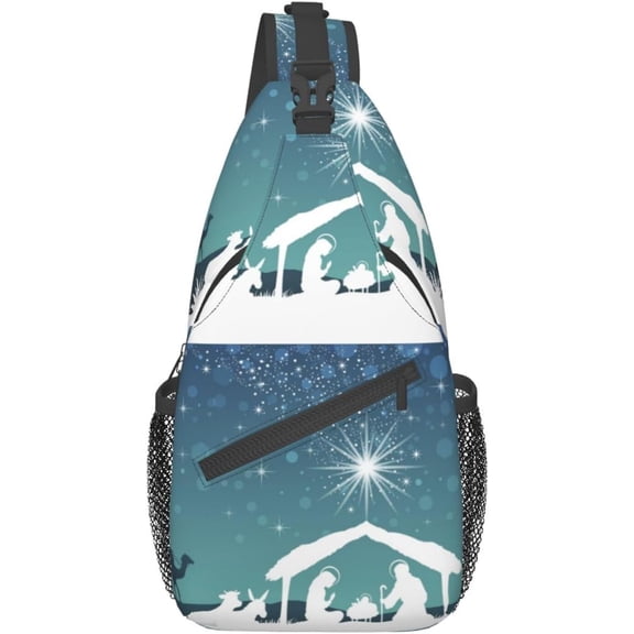 Christian Christmas Nativity Scene Sling Bag Crossbody Hiking Travel Chest Bags Backpack Shoulder Daypack for Women Men