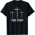 thumbnail image 1 of Christian Christmas Resurrection Day Jesus Three Crosses T-Shirt, 1 of 5