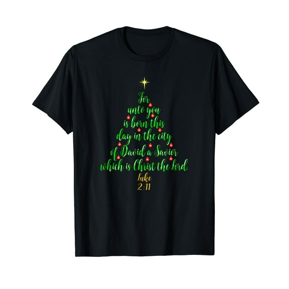 Christian Christmas Shirts Unto You Is Born A Savior Tree