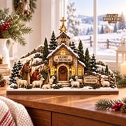 Christian Christmas Village Tabletop Display Shepherds Field Chapel