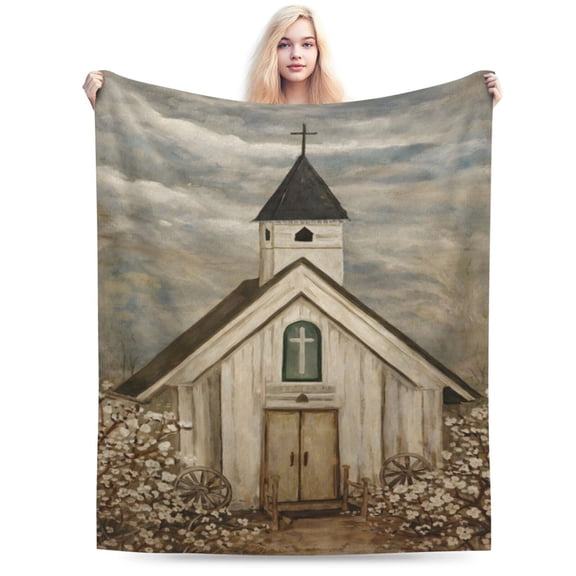 Christian Church Blanket Religious Gifts for Women Men Christian Throw Blanket for Kids Adults Soft Warm Cozy Fleece Blanket for Couch Sofa ​Bed 50x40