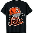 thumbnail image 1 of Christian Clothing Team Jesus Orange Baseball Hat Retro T-Shirt, 1 of 3