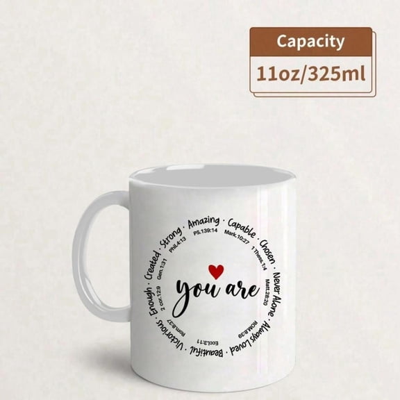Christian Coffee Cup with Bible Verses You Are Enough Loved Strong Beautiful Capable Special Gorgeous Floral like Scripture Mug Inspirational Women Te
