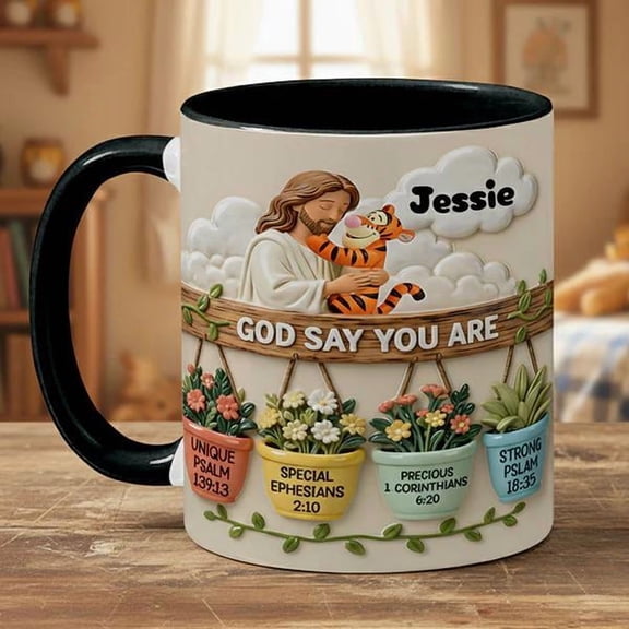 Christian Coffee Mug 3D Embossed Personalized Faith Gift for Believers