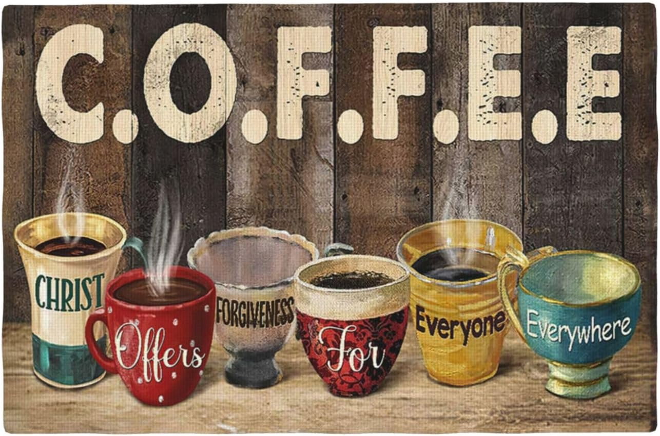 Christian Coffee Placemats Set of 4 Coffee Table Mats Washable Place Mats for Home Party Indoor Kitchen Dining Table Decoration 12x18 Inch