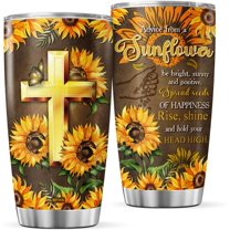 Christian Coffee Tumbler Sunflower Travel Mug With Lid Birthday Gifts For Women Adults Friends Grandma Insulated Cups Inspirational Quotes Stainless Steel Tumblers Hot And Cold