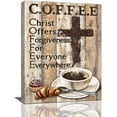 thumbnail image 1 of Christian Coffee Wall Art Coffee Bean Cross Pictures Wall Decor Rustic Kitchen Christ Coffee Painting Canvas Prints Inspirational Framed Modern Artwork Home Kitchen Dining Room Cafe Decor 12"x16", 1 of 6