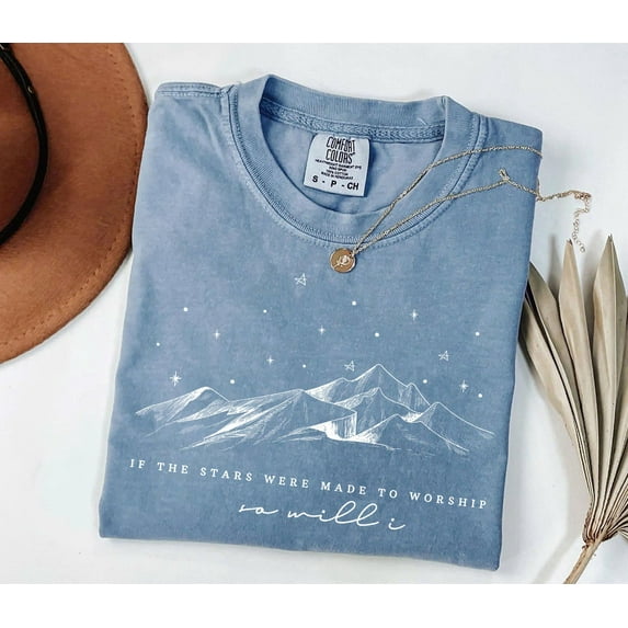 Christian Comfort Colors Shirt – Bible Verse Faith Tee, If The Stars Were Made to Worship, Religious Graphic Tee