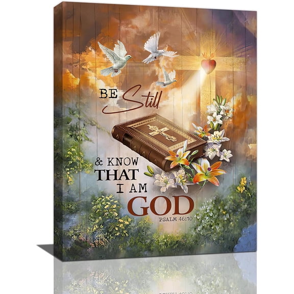Christian Corss Wall Art Scripture Bible Verse Pictures Wall Decor God Canvas Painting Prints Rustic Home Decorations Framed Artwork for Bathroom Bedroom Living Room 12"x16"