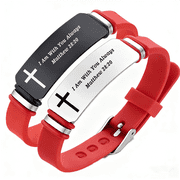 Christian Couples Bracelet for Men Women.Matthew 2820 "I am with you always" Bible Verse Silicone Bracelets His Hers Macthing Set Religious Valentine's Day Gift for Husband Wife BF GF