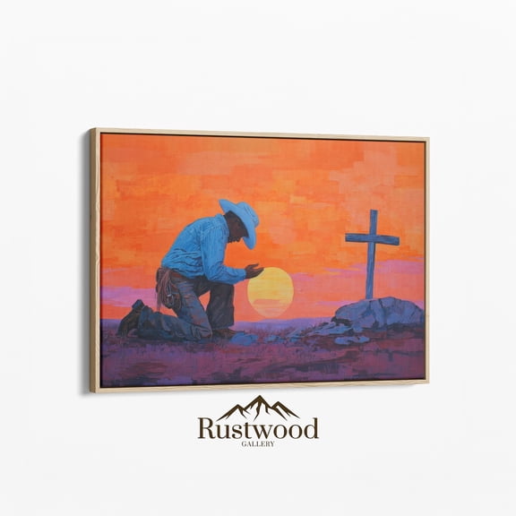 Christian Cowboy Prayer Western Faith Praying Cross Decor