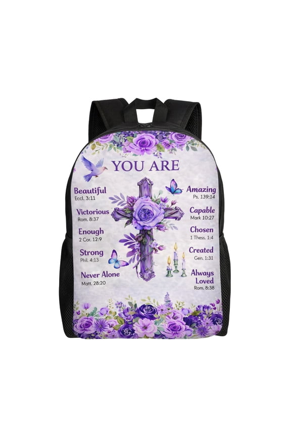 Christian Cross Backpack Full Front Print Travel Laptop Bag for Men and Women