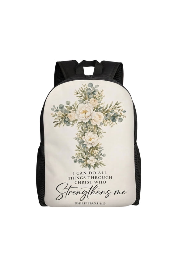 Christian Cross Backpack Full Front Print Travel Laptop Bag for Men and Women