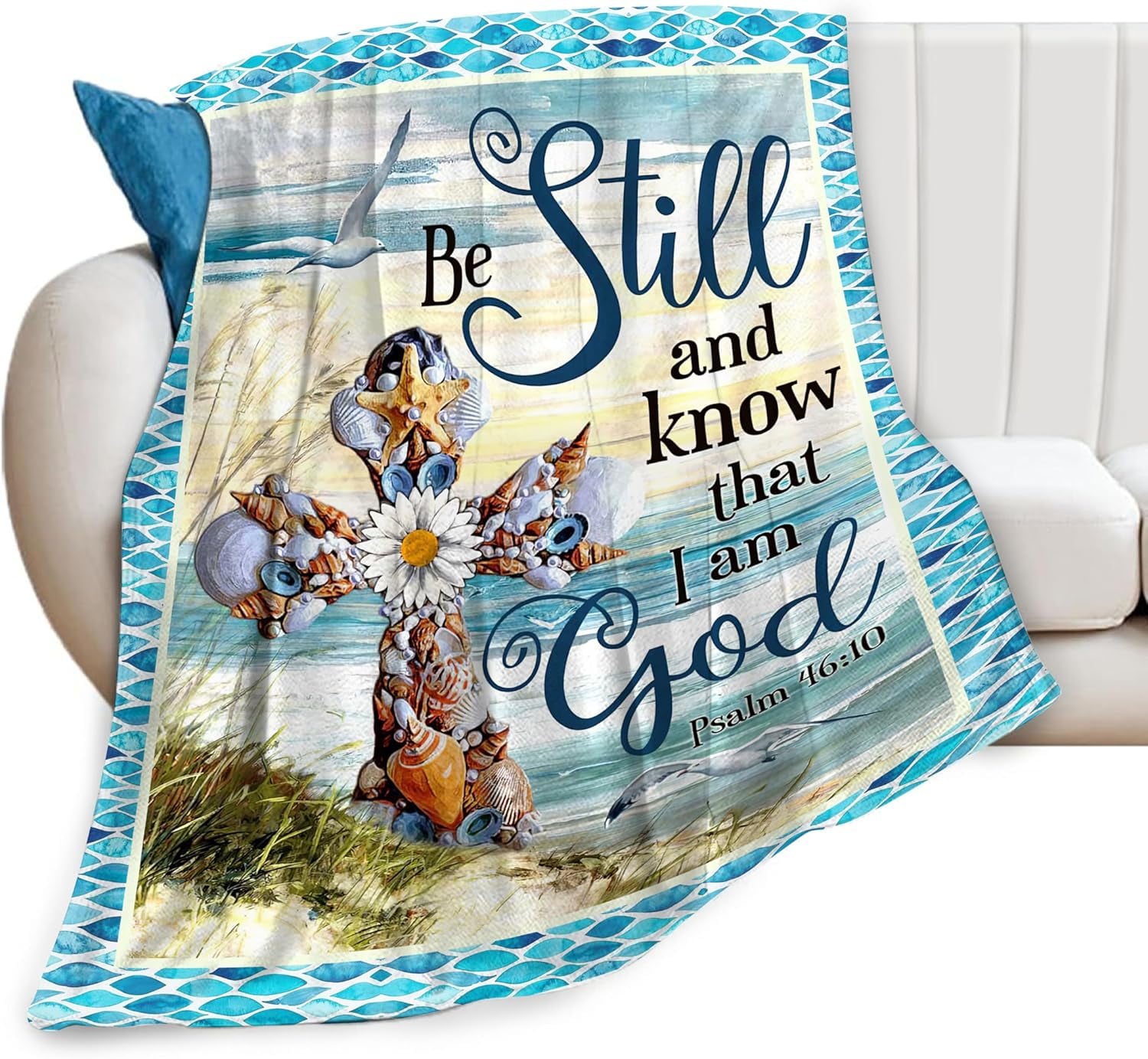 Christian Cross Bible Verse Blanket Christ Religious Throw Blanket Jesus Scripture Faith Catholic Inspirational Gifts for Women Men Winter Warm Soft Plush Fleece Flannel Blanket for Adult Kids 60"x80"