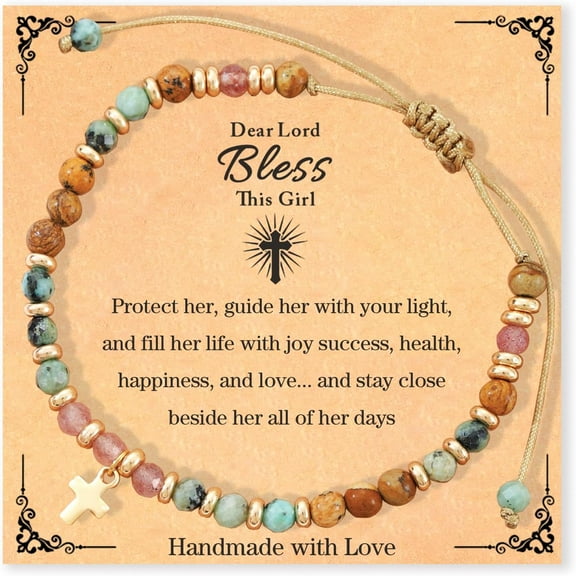 Christian Cross Bracelet Jewelry for Youth & Adults, Baptism Communion Graduation Religious Gifts, Adjustable Faith-Based Jewelry for Confirmation Birthday Daily Encouragement Spiritual Wear