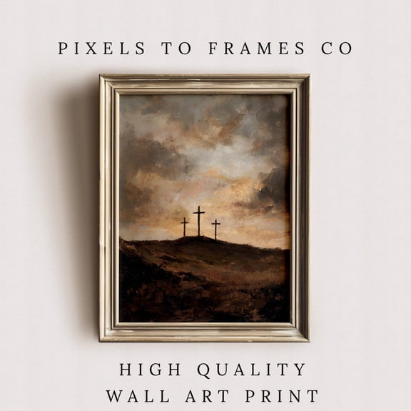 Christian Cross Calvary Art, Easter Christian Wall Art, Modern Christian Home Décor, LDS Art, Religious Artwork,, Stretched Canvas Size 16x24